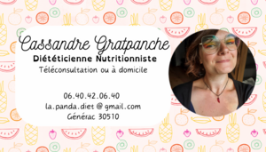 Cassandre Gratpanche Générac, Diététique et nutrition